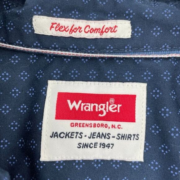 Wrangler Shirt Mens Large Blue Button Up Long Sleeve Western Flex Workwear - Picture 2 of 12